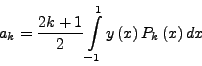 \begin{displaymath}
\frac{\partial S}{\partial a_k } = \int\limits_{ - 1}^1 {\l...
..._k P_k \left( x \right)} \right]\,P_k \left( x \right)dx} = 0
\end{displaymath}