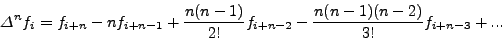 \begin{displaymath}
\Delta^3f_i = f_{i + 3} - 3f_{i + 2} + 3f_{i + 1} - f_i
\end{displaymath}