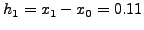 $h=x_0-x_{-1}=0.1$