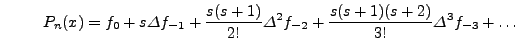 $\Delta^2 f_0=\Delta (\Delta
f_0)=\Delta(f_1-f_0)=(f_2-f_1)-(f_1-f_0)=f_2-2f_1-f_0$