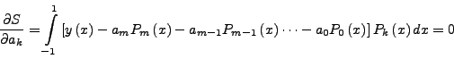 \begin{displaymath}
\frac{\partial S}{\partial a_k } = 0
\end{displaymath}