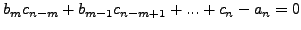 $\displaystyle b_3 c_0 + b_2 c_1 + b_1 c_2 + c_3 - a_3 = 0$