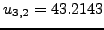 $u_{2,2}=55.7143$