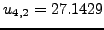 $u_{3,2}=43.2143$