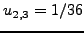 $u_{3,2}=1/12$
