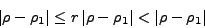 \begin{displaymath}\left\vert {\rho -\rho_1} \right\vert \le r\left\vert {\rho - \rho_1} \right\vert
< \left\vert {\rho - \rho_1} \right\vert
\end{displaymath}