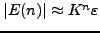 $\vert E(n)\vert\approx n \varepsilon$