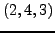 $\left( {2,4,3} \right)$