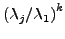 $\displaystyle \lambda_1^k\left( a_1 {\rm {\bf u}}^{(1)}+a_2
\left(\frac{\lambda...
...cdots+a_N \left(\frac{\lambda_N}{\lambda_1}\right)^k
{\rm {\bf u}}^{(N)}\right)$