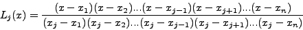 \begin{displaymath}
P_n (x) = f_0 L{ }_0(x) + f_1 L_1 (x) + .... +
f_n L_n(x) = \sum\limits_{i = 0}^n {f_i L_i (x)}
\end{displaymath}