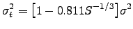 $\displaystyle \sigma_t^2=\big[1-0.811S^{-1/3}\big]\sigma^2$